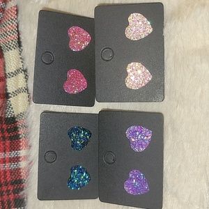 1 pair Heart sparkle earrings